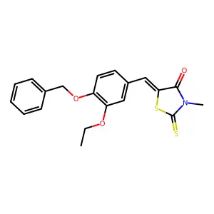 (5Z)-5-[4-(benzyloxy)-3-ethoxybenzylidene]-3-methyl-2-thioxo-1,3-thiazolidin-4-one structure