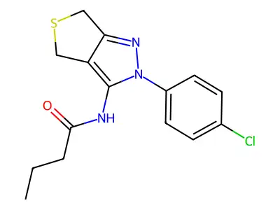 N-(2-(4-chlorophenyl)-4,6-dihydro-2H-thieno[3,4-c]pyrazol-3-yl)butyramide structure