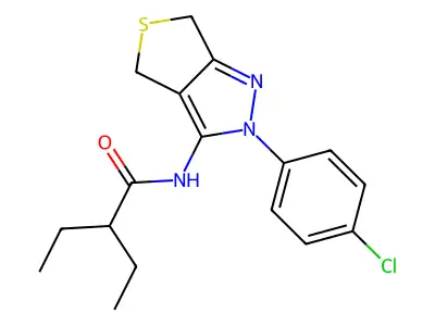 N-[2-(4-chlorophenyl)-4,6-dihydrothieno[3,4-c]pyrazol-3-yl]-2-ethylbutanamide structure