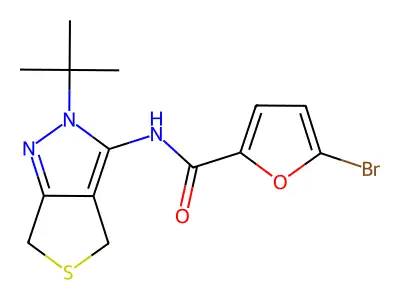 5-bromo-N-(2-tert-butyl-4,6-dihydrothieno[3,4-c]pyrazol-3-yl)furan-2-carboxamide structure