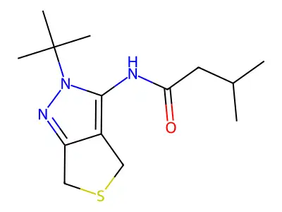 N-(2-tert-butyl-4,6-dihydrothieno[3,4-c]pyrazol-3-yl)-3-methylbutanamide structure
