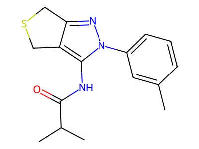 2-methyl-N-[2-(3-methylphenyl)-4,6-dihydrothieno[3,4-c]pyrazol-3-yl]propanamide structure