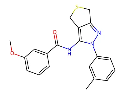 3-methoxy-N-[2-(3-methylphenyl)-4,6-dihydrothieno[3,4-c]pyrazol-3-yl]benzamide structure