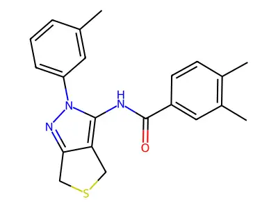 3,4-dimethyl-N-(2-(m-tolyl)-4,6-dihydro-2H-thieno[3,4-c]pyrazol-3-yl)benzamide structure