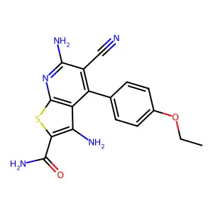 3,6-Diamino-5-cyano-4-(4-ethoxyphenyl)thieno(2,3-b)pyridine-2-carboxamide structure
