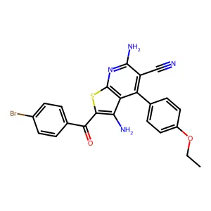3,6-diamino-2-(4-bromobenzoyl)-4-(4-ethoxyphenyl)thieno[2,3-b]pyridine-5-carbonitrile structure