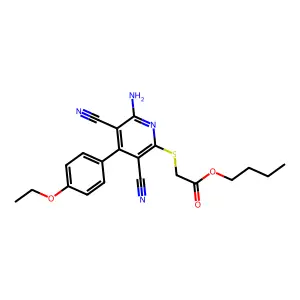 Butyl 2-[6-amino-3,5-dicyano-4-(4-ethoxyphenyl)pyridin-2-yl]sulfanylacetate structure