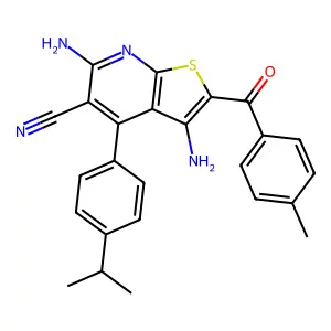 3,6-diamino-4-(4-isopropylphenyl)-2-(4-methylbenzoyl)thieno[2,3-b]pyridine-5-carbonitrile structure