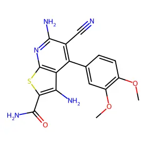 3,6-Diamino-5-cyano-4-(3,4-dimethoxyphenyl)thieno[2,3-b]pyridine-2-carboxamide structure