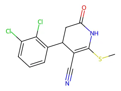 4-(2,3-dichlorophenyl)-2-(methylthio)-6-oxo-1,4,5,6-tetrahydropyridine-3-carbonitrile structure