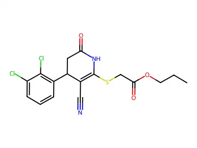 propyl 2-{[3-cyano-4-(2,3-dichlorophenyl)-6-oxo-1,4,5,6-tetrahydropyridin-2-yl]sulfanyl}acetate structure