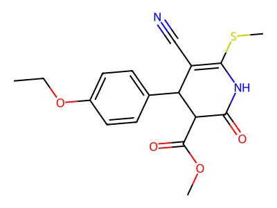 methyl 5-cyano-4-(4-ethoxyphenyl)-6-(methylsulfanyl)-2-oxo-1,2,3,4-tetrahydropyridine-3-carboxylate structure