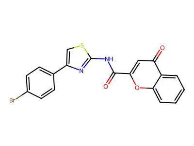 N-(4-(4-bromophenyl)thiazol-2-yl)-4-oxo-4H-chromene-2-carboxamide structure