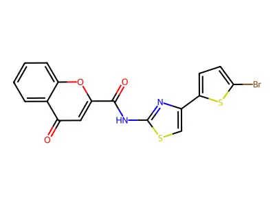 N-(4-(5-bromothiophen-2-yl)thiazol-2-yl)-4-oxo-4H-chromene-2-carboxamide structure
