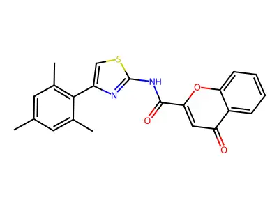 N-(4-mesitylthiazol-2-yl)-4-oxo-4H-chromene-2-carboxamide structure