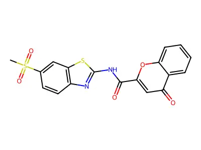 N-(6-methylsulfonyl-1,3-benzothiazol-2-yl)-4-oxochromene-2-carboxamide structure