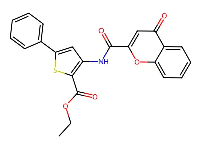 Ethyl 3-[(4-oxochromene-2-carbonyl)amino]-5-phenylthiophene-2-carboxylate structure