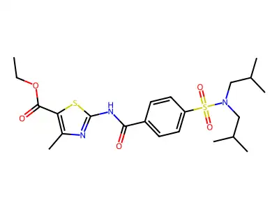 ethyl 2-(4-(N,N-diisobutylsulfamoyl)benzamido)-4-methylthiazole-5-carboxylate structure
