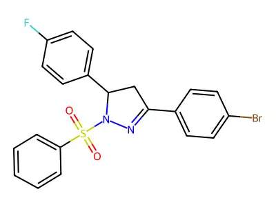 2-(Benzenesulfonyl)-5-(4-bromophenyl)-3-(4-fluorophenyl)-3,4-dihydropyrazole structure