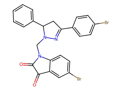 5-bromo-1-((3-(4-bromophenyl)-5-phenyl-4,5-dihydro-1H-pyrazol-1-yl)methyl)indoline-2,3-dione structure