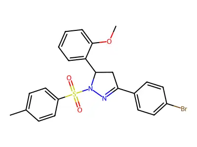 3-(4-bromophenyl)-5-(2-methoxyphenyl)-1-tosyl-4,5-dihydro-1H-pyrazole structure