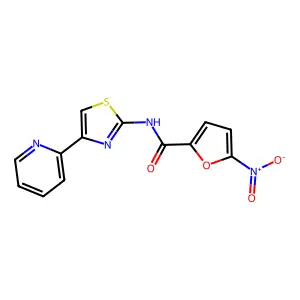 5-nitro-N-(4-(pyridin-2-yl)thiazol-2-yl)furan-2-carboxamide structure