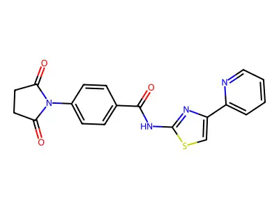 4-(2,5-dioxopyrrolidin-1-yl)-N-(4-(pyridin-2-yl)thiazol-2-yl)benzamide structure