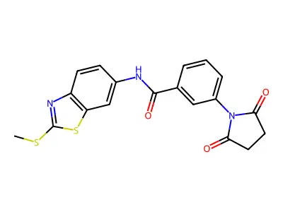 3-(2,5-dioxopyrrolidin-1-yl)-N-(2-(methylthio)benzo[d]thiazol-6-yl)benzamide structure
