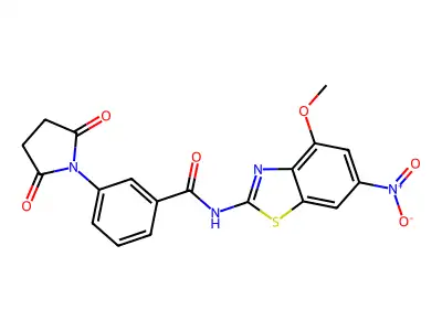 3-(2,5-dioxopyrrolidin-1-yl)-N-(4-methoxy-6-nitro-1,3-benzothiazol-2-yl)benzamide structure