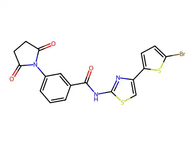 N-[4-(5-bromothiophen-2-yl)-1,3-thiazol-2-yl]-3-(2,5-dioxopyrrolidin-1-yl)benzamide structure