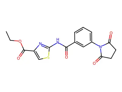 Ethyl 2-(3-(2,5-dioxopyrrolidin-1-yl)benzamido)thiazole-4-carboxylate structure