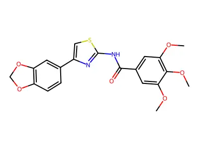 N-(4-(benzo[d][1,3]dioxol-5-yl)thiazol-2-yl)-3,4,5-trimethoxybenzamide structure