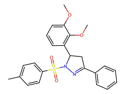 5-(2,3-dimethoxyphenyl)-3-phenyl-1-tosyl-4,5-dihydro-1H-pyrazole structure