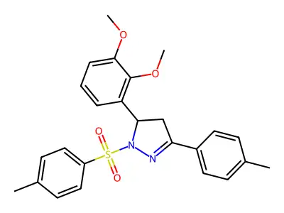 5-(2,3-dimethoxyphenyl)-3-(p-tolyl)-1-tosyl-4,5-dihydro-1H-pyrazole structure
