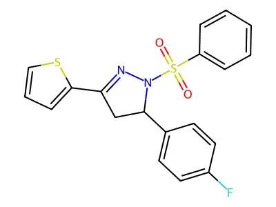 5-(4-fluorophenyl)-1-(phenylsulfonyl)-3-(thiophen-2-yl)-4,5-dihydro-1H-pyrazole structure