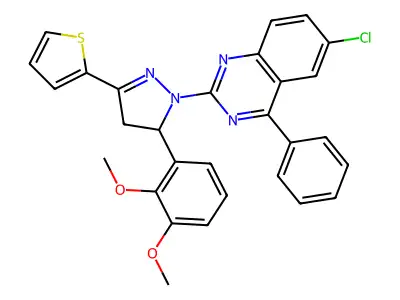 6-chloro-2-[5-(2,3-dimethoxyphenyl)-3-(thiophen-2-yl)-4,5-dihydro-1H-pyrazol-1-yl]-4-phenylquinazoline structure