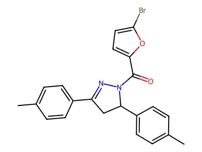 [3,5-Bis(4-methylphenyl)-3,4-dihydropyrazol-2-yl]-(5-bromofuran-2-yl)methanone structure