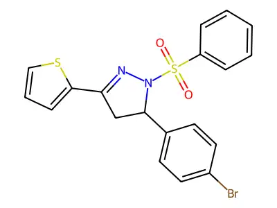 5-(4-bromophenyl)-1-(phenylsulfonyl)-3-(thiophen-2-yl)-4,5-dihydro-1H-pyrazole structure