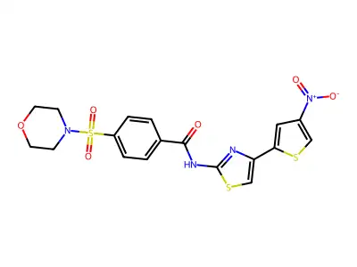 4-(morpholinosulfonyl)-N-(4-(4-nitrothiophen-2-yl)thiazol-2-yl)benzamide structure