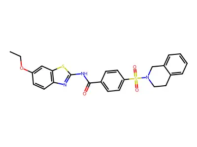 N-(6-ethoxy-1,3-benzothiazol-2-yl)-4-(1,2,3,4-tetrahydroisoquinoline-2-sulfonyl)benzamide structure
