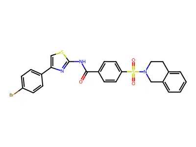 N-[4-(4-bromophenyl)-1,3-thiazol-2-yl]-4-(1,2,3,4-tetrahydroisoquinoline-2-sulfonyl)benzamide structure