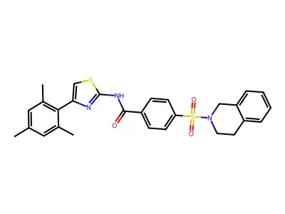 4-((3,4-dihydroisoquinolin-2(1H)-yl)sulfonyl)-N-(4-mesitylthiazol-2-yl)benzamide structure