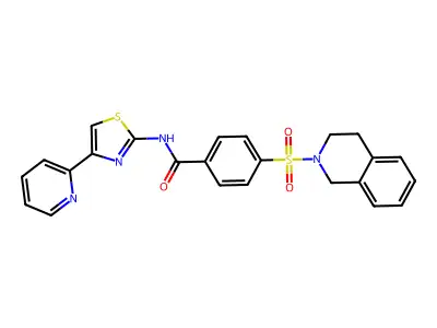 4-(3,4-dihydro-1H-isoquinolin-2-ylsulfonyl)-N-(4-pyridin-2-yl-1,3-thiazol-2-yl)benzamide structure