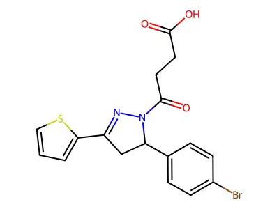 4-[3-(4-Bromophenyl)-5-thiophen-2-yl-3,4-dihydropyrazol-2-yl]-4-oxobutanoic acid structure