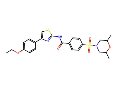 4-((2,6-dimethylmorpholino)sulfonyl)-N-(4-(4-ethoxyphenyl)thiazol-2-yl)benzamide structure