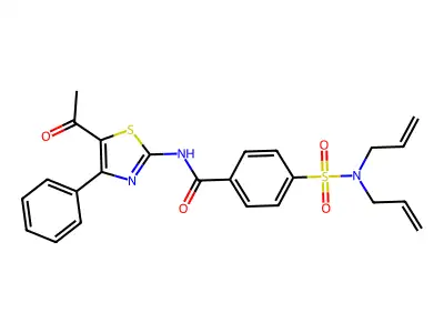 N-(5-acetyl-4-phenylthiazol-2-yl)-4-(N,N-diallylsulfamoyl)benzamide structure