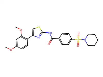 N-(4-(2,4-dimethoxyphenyl)thiazol-2-yl)-4-(piperidin-1-ylsulfonyl)benzamide structure