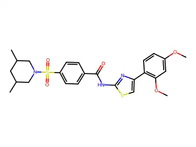 N-(4-(2,4-dimethoxyphenyl)thiazol-2-yl)-4-((3,5-dimethylpiperidin-1-yl)sulfonyl)benzamide structure