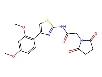 N-[4-(2,4-dimethoxyphenyl)-1,3-thiazol-2-yl]-2-(2,5-dioxopyrrolidin-1-yl)acetamide structure