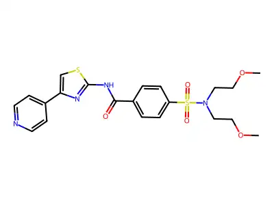 4-[bis(2-methoxyethyl)sulfamoyl]-N-(4-pyridin-4-yl-1,3-thiazol-2-yl)benzamide structure